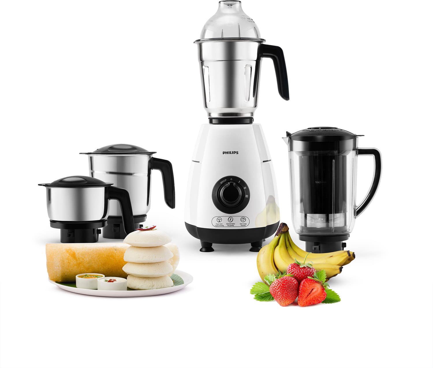 PHILIPS HL7703/00 Juicer Mixer Grinder 1000 Mixer Grinder (4 Jars, White)