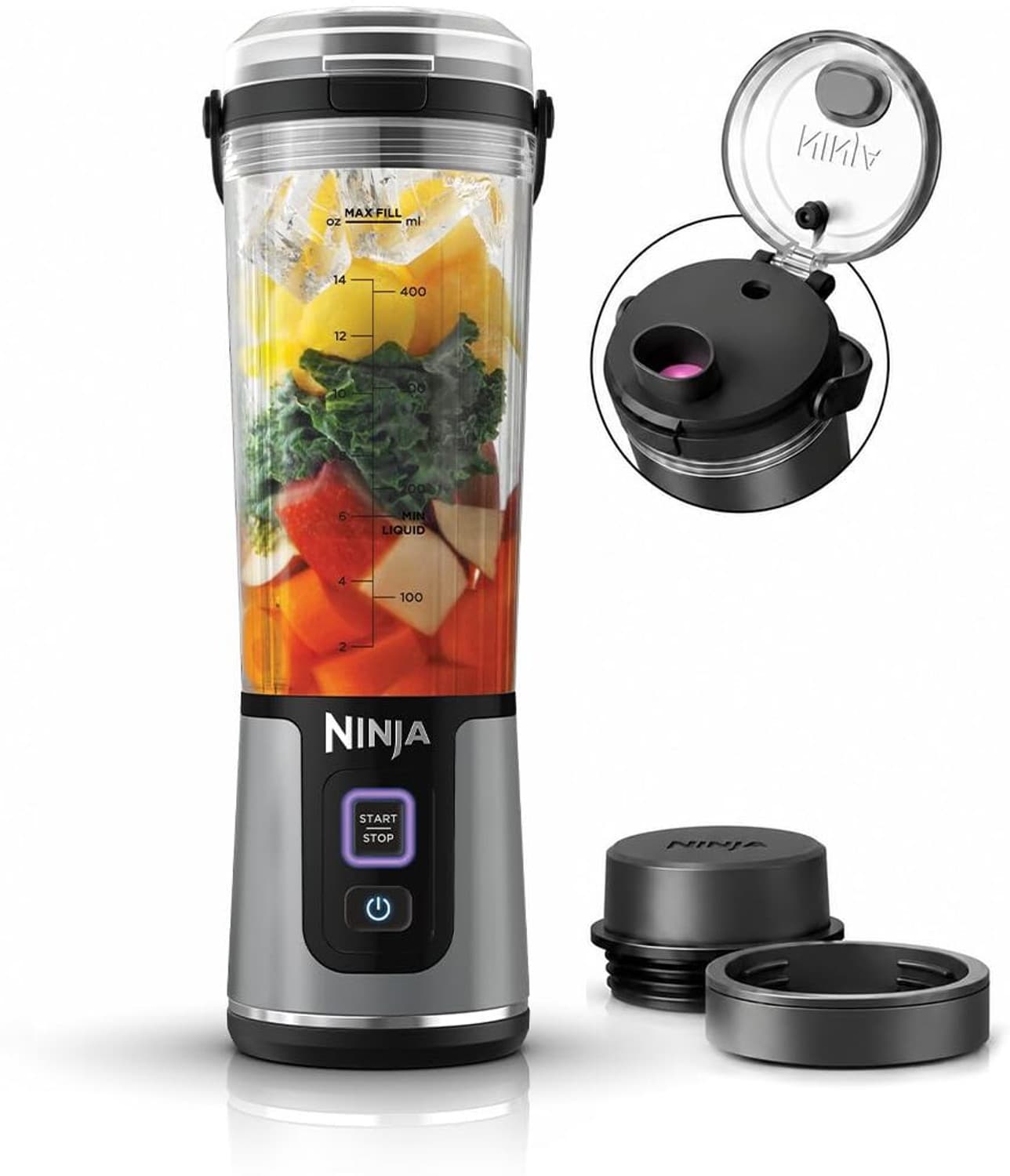 Blast 150 W Juicer Mixer Grinder (Blast Portable Cordless Blender 530ml | USB-C Rechargeable | Crushes Ice & Fruit | 1 Jar | Black)