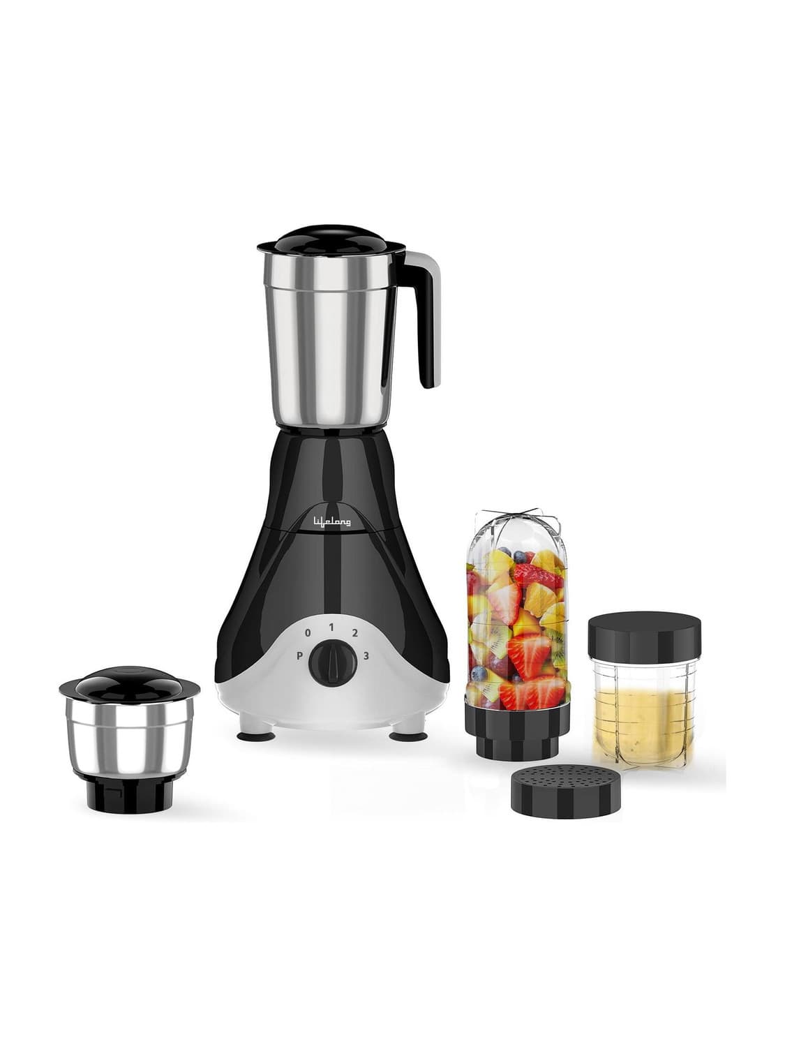Lifelong LLMG39 500 Mixer Grinder (4 Jars, Black)