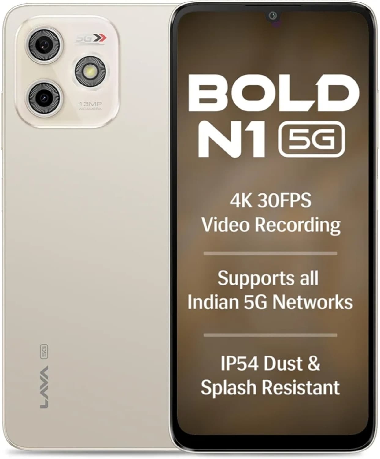 LAVA Bold N1 5G (Champagne Gold, 64 GB)