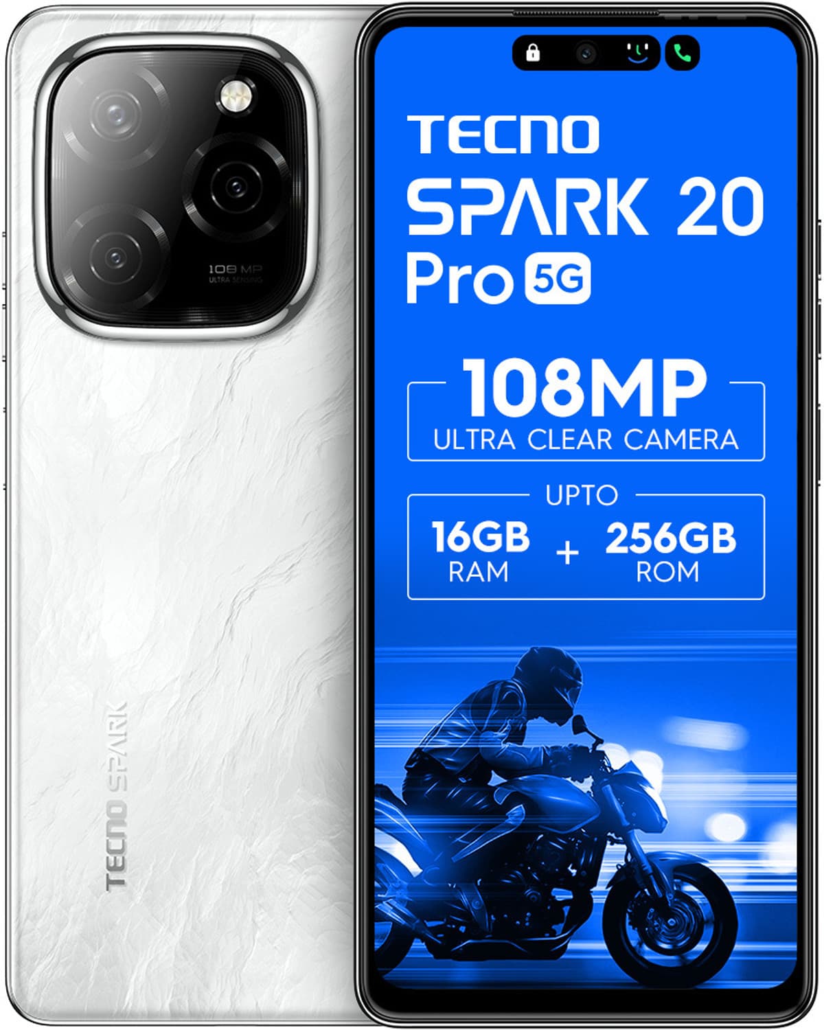 Tecno Spark 20 Pro 5G (Glossy White, 128 GB)