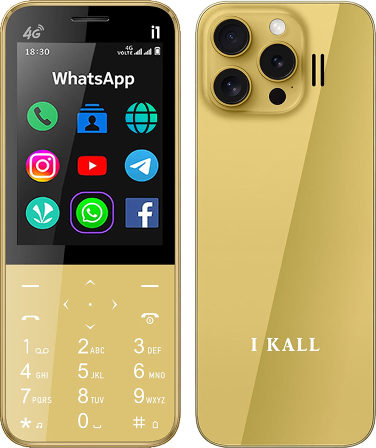 I Kall I1 Pro - Touch & Type Android Mobile (Gold, 16 GB)