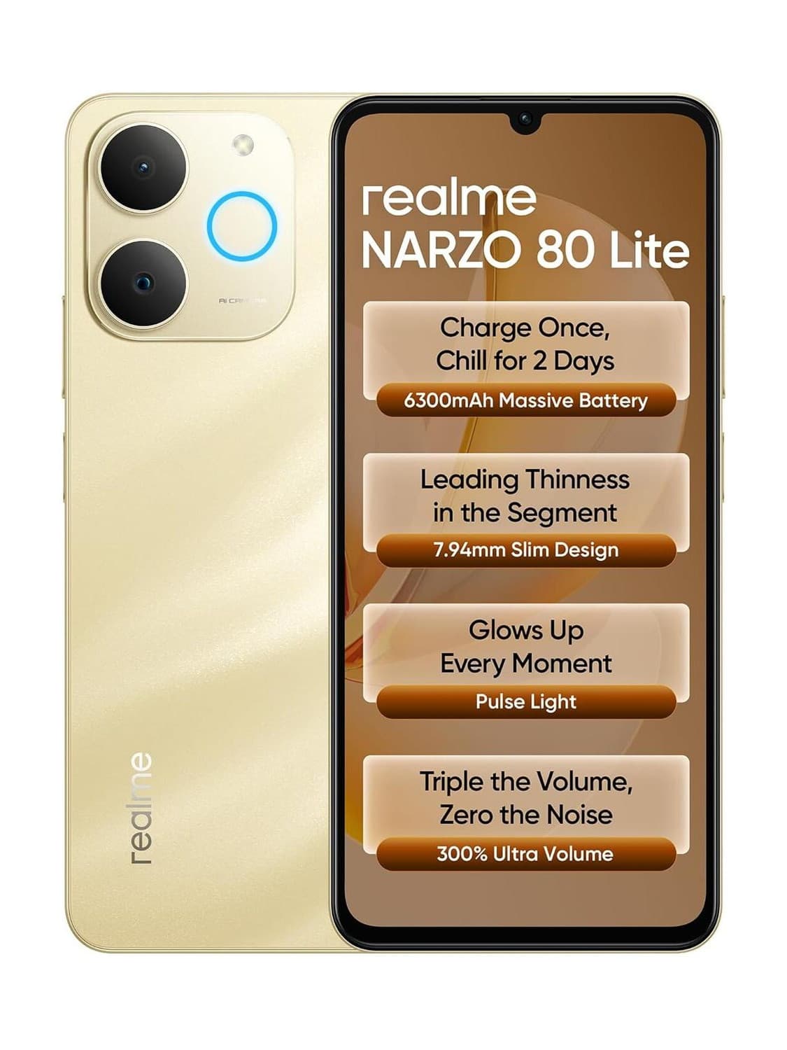realme Narzo 80 Lite 4G (Beach Gold, 128 GB)