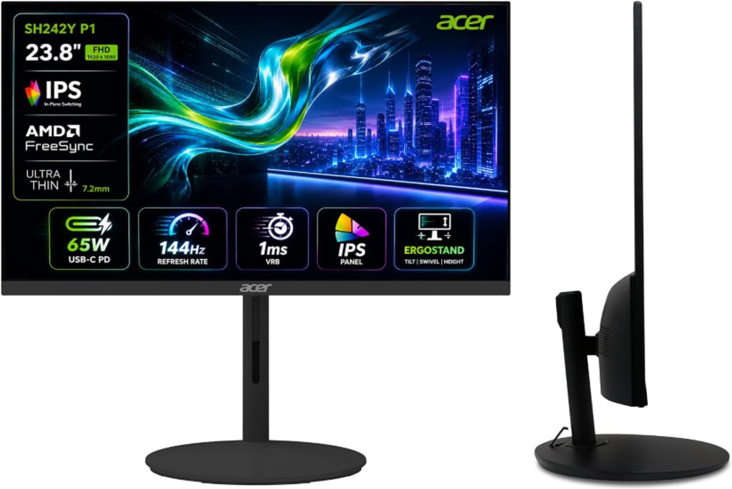 acer 60 45 cm 24 inch full hd led backlit ips panel monitor sh242y p1
