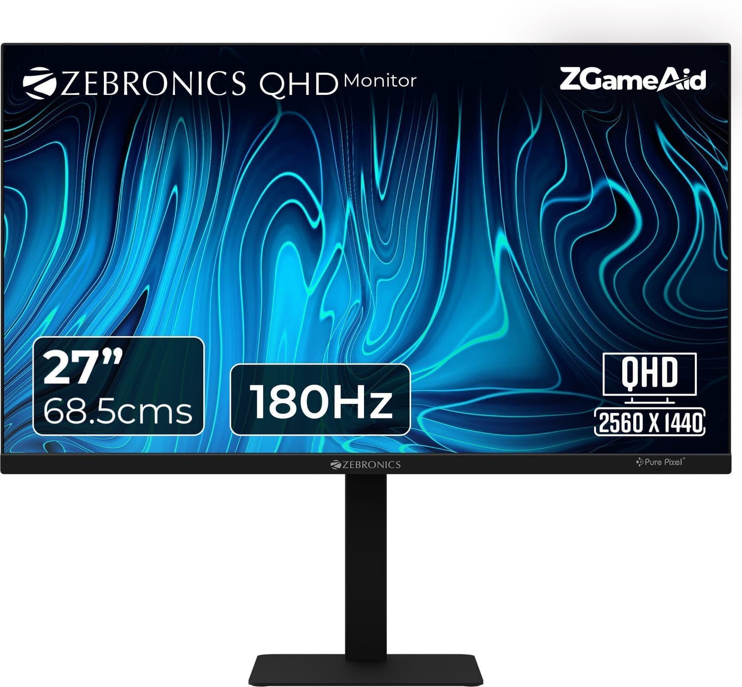 ZEBRONICS 68.58 cm (27 inch) Quad HD LED Backlit IPS Panel Height,Pivot,Tilt,Swivel Adjustable,2kGaming Monitor (Zeb-S27A QHD 180Hz)