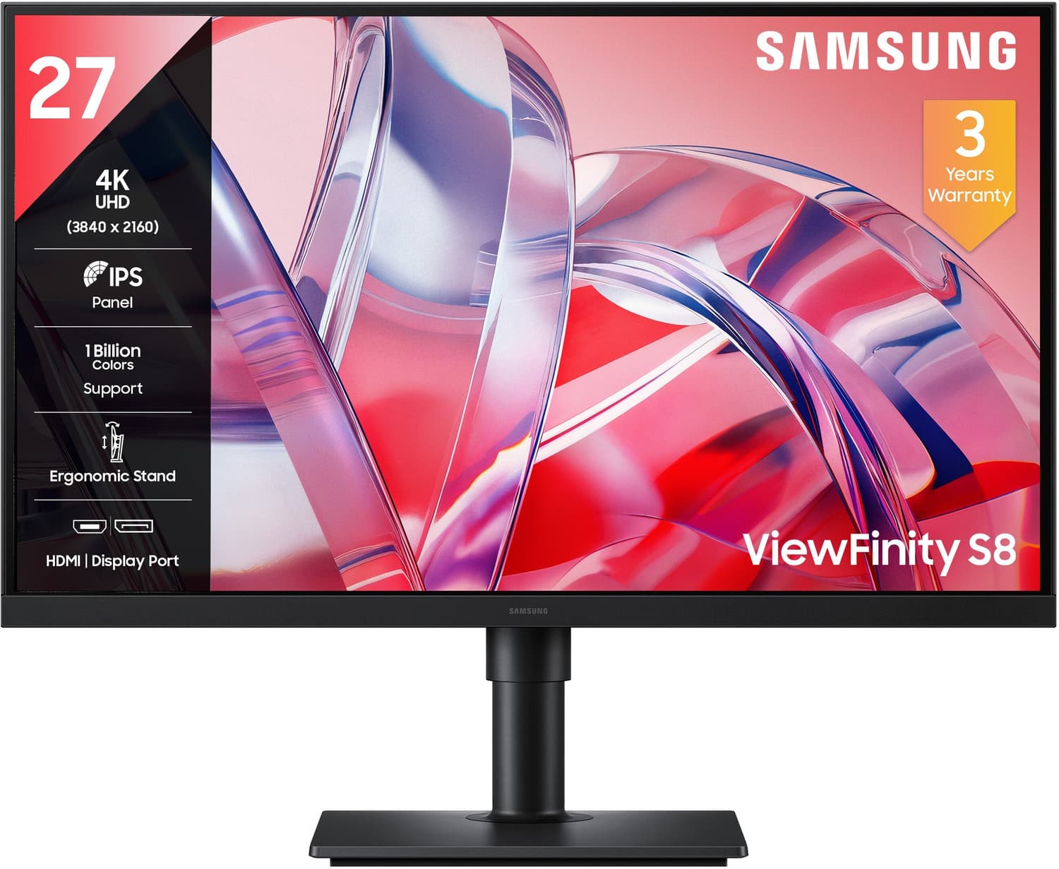 samsung viewfinity s8 68 4 cm 27 inches 4k ultra hd led backlit ips panel gaming monitor 27 ls27h800eawxxl black