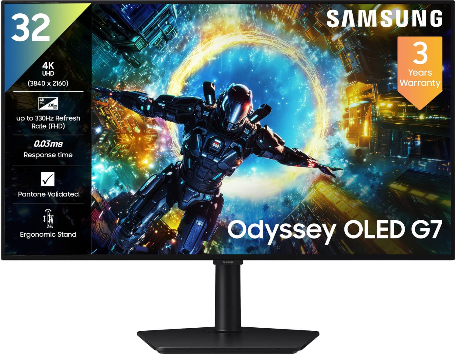 samsung 81 28 cm 32 inch 4k ultra hd oled panel pantone validated display ergonomic stand freesync premium pro g sync gaming monitor ls32hg730swxxl