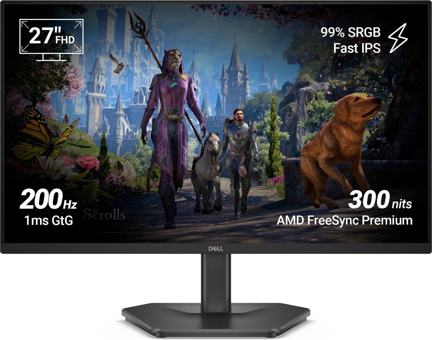 DELL SE Series 68.58 cm (27 inch) Full HD IPS Panel with HDR 10, 300nits, 1000:1 Contrast, 99% Srgb, Tilt, 2 HDMI 2.1 TDMS(supports HDMI VRR),DP 1.4, ...