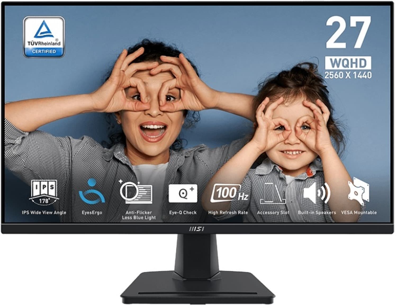 MSI 27 inch WQHD IPS Panel with EyesErgo Technology, Anti-Flicker, Less Blue Light, Anti-Glare, Flat Business Monitor (MP275Q)