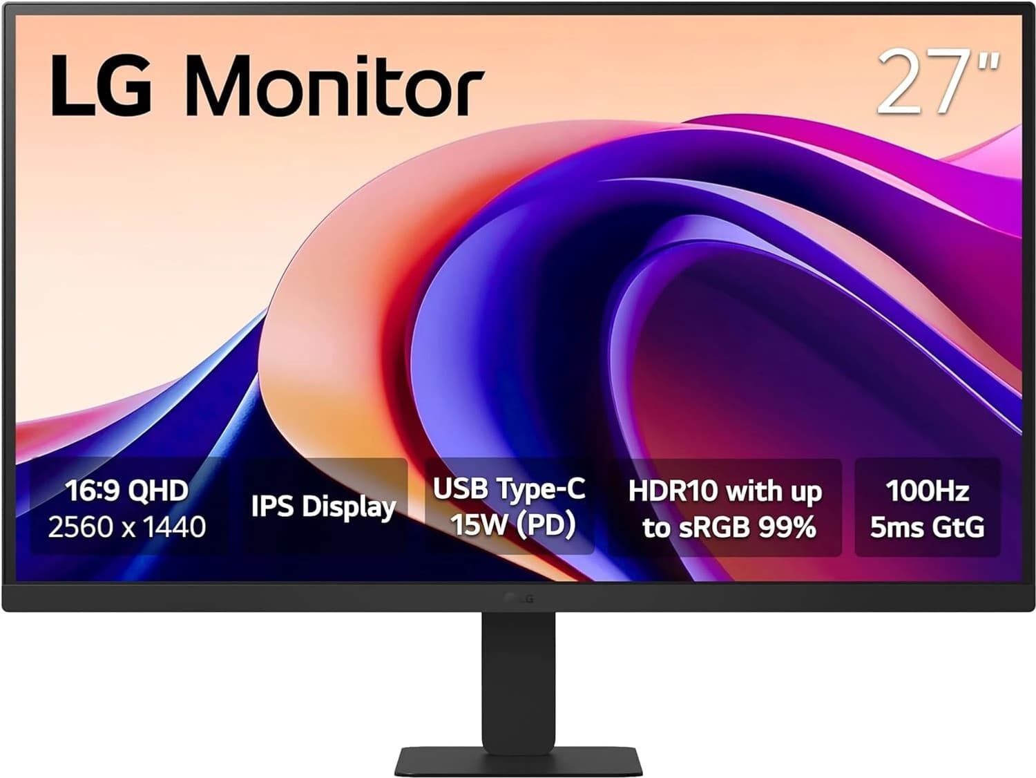 LG 68.58 cm (27 inch) Quad HD LED Backlit IPS Panel Monitor (27U631A- QHD (2560 x 1440) HDR10,Reader Mode,Flicker Safe,HDMI,USB Type-C 15W PD)