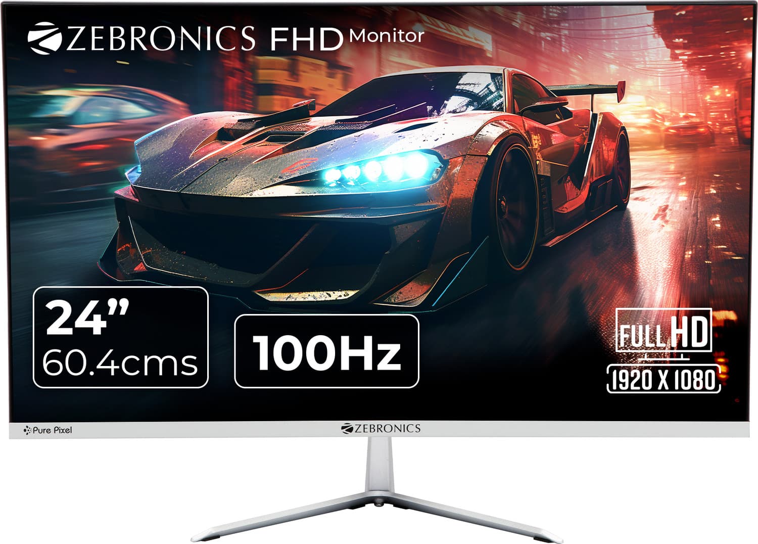 ZEBRONICS 24 inch Full HD Monitor (ZEB-A24FHD Ultra slim LED monitor 60.4cm 75Hz refresh rate,HDMI,VGA) (Response Time: 14 ms)