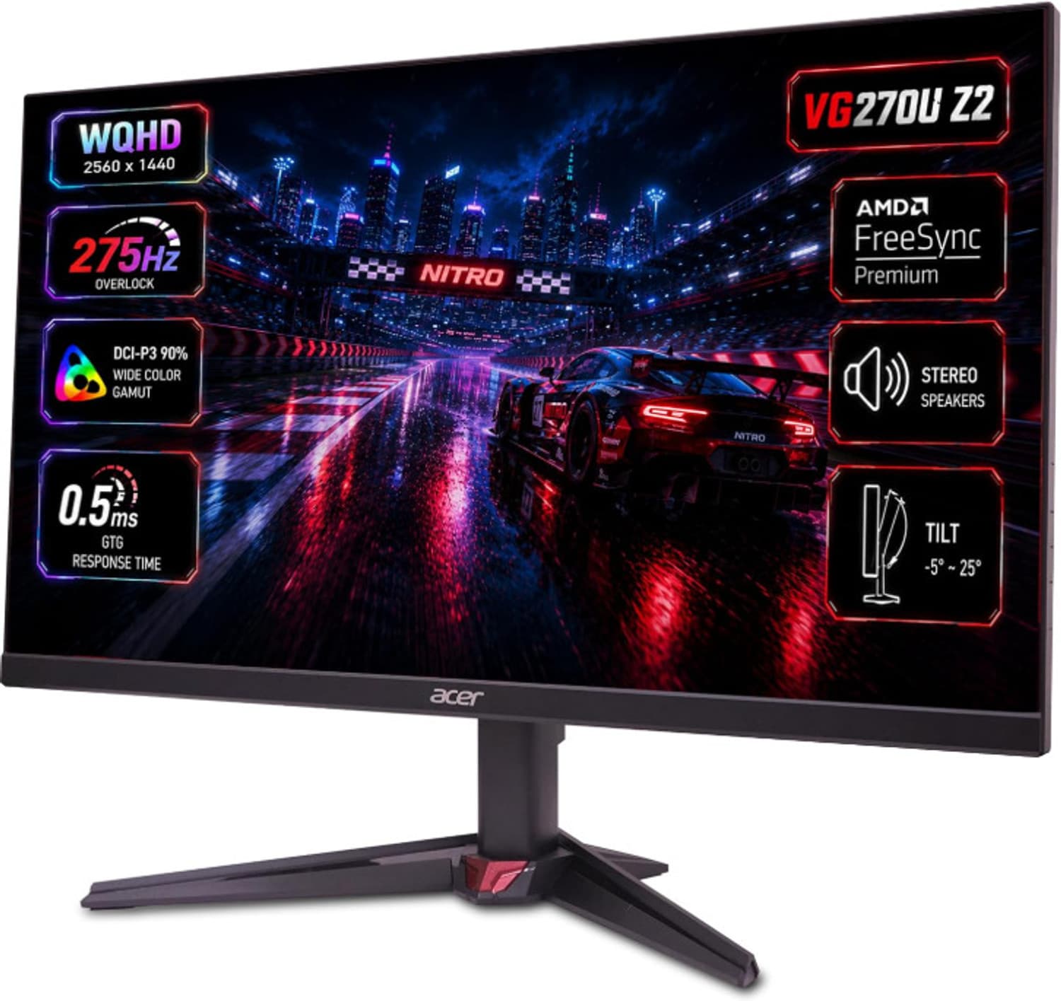acer vg 68 58 cm 27 inch quad hd led backlit ips panel gaming monitor vg270u z2