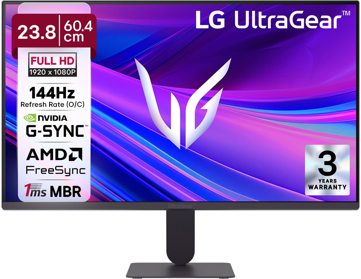 LG UltraGear 60.96 cm (24 inch) Full HD IPS Panel 24-inch FHD (1920x1080) IPS display, 120Hz (O/C 144Hz) refresh rate / 1ms MBR, NVIDIA G-SYNC Compati...