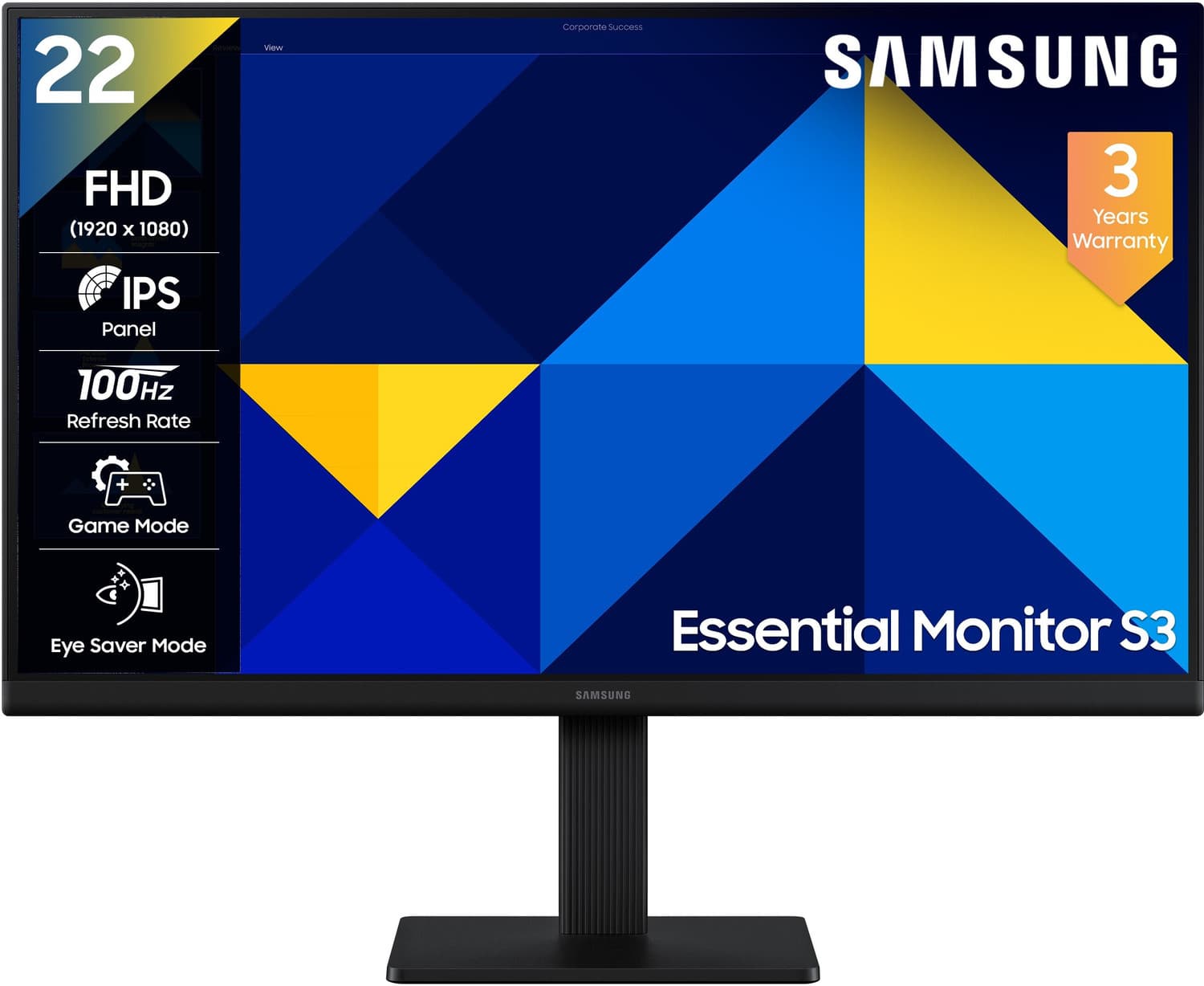 SAMSUNG Essential Series S3 55.88 cm (22 inch) Full HD LED Backlit IPS Panel with D-Sub, HDMI Flat Monitor (LS22D300GAWXXL)