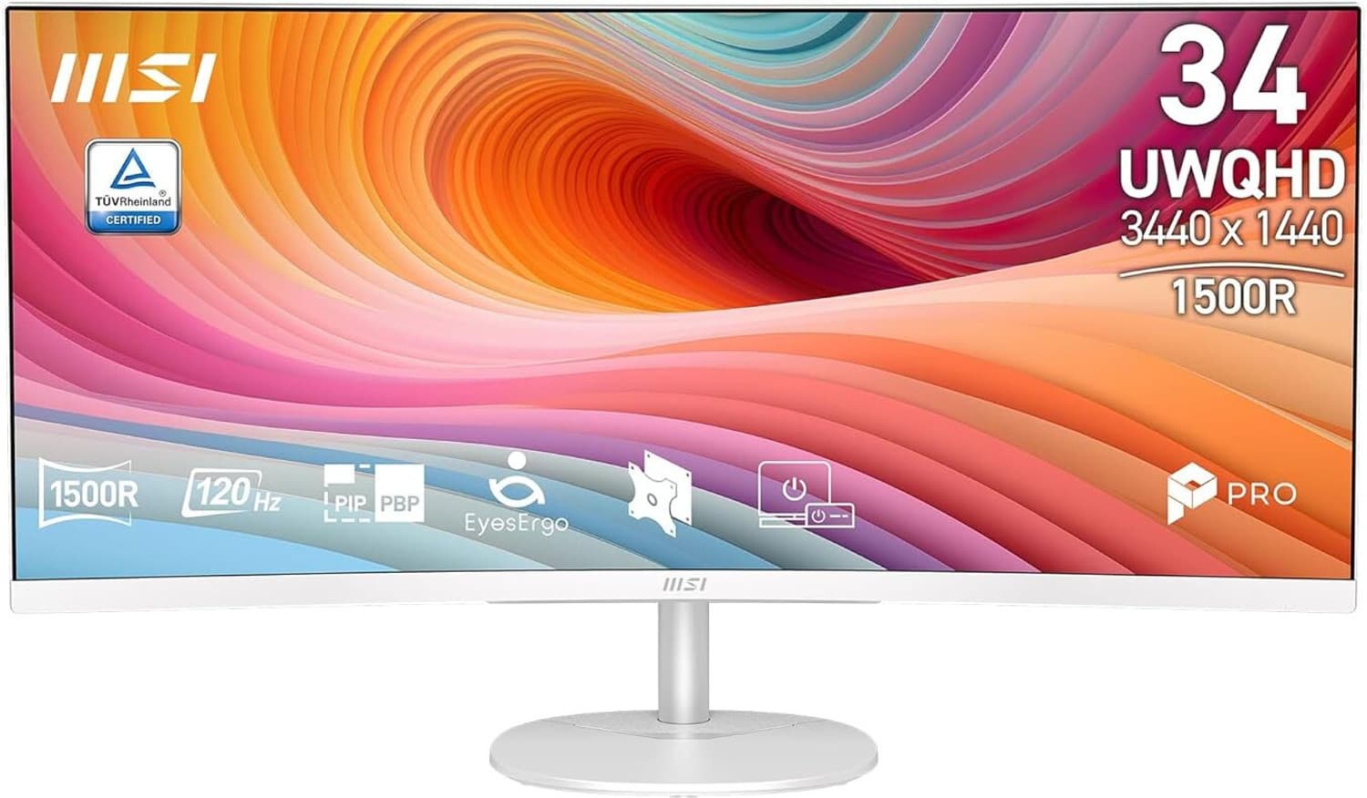 MSI 86.36 cm (34 inch) Curved UWQHD VA Panel Monitor (PRO MP341CQW E12) (Response Time: 1 ms, 120 Hz Refresh Rate)