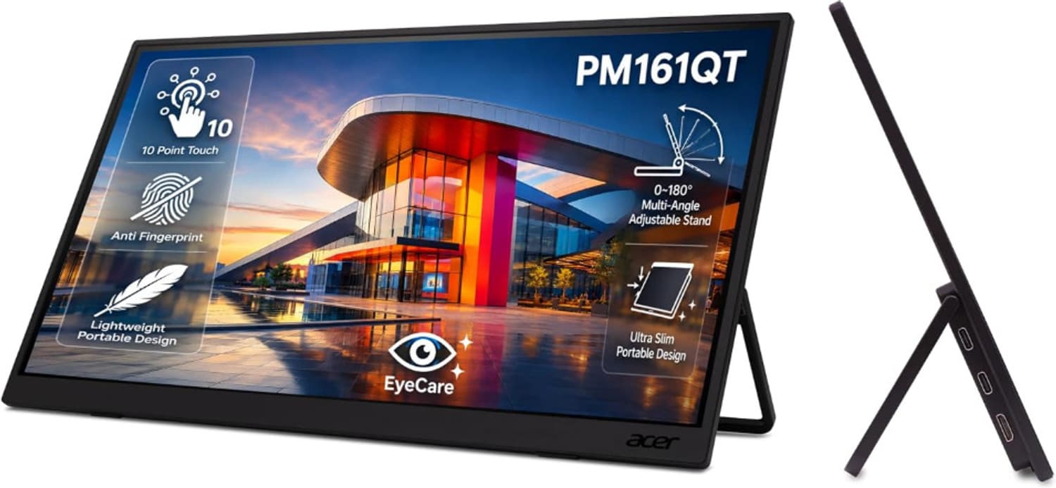 Acer PM 39.62 cm (16 inch) Full HD LED Backlit IPS Panel Monitor (PM161Q T USB C Touch Monitor) (Frameless, Response Time: 4 ms, 60 Hz Refresh Rate)