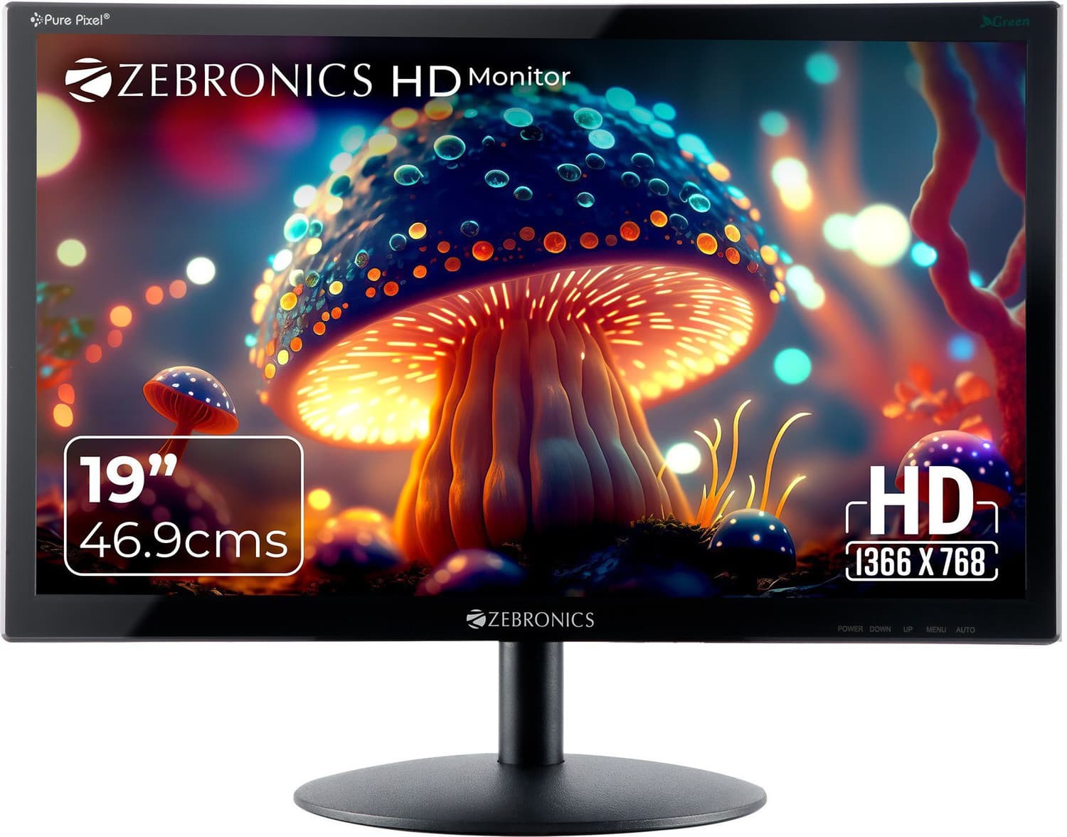 ZEBRONICS 18.5 inch HD HDMI, VGA Input, HD 1366 x 768, 16.7M Colors, Glossy Panel, Slim Design, Wall Mountable Monitor (ZEB-V19HD LED) (Response Time: 8 ms)