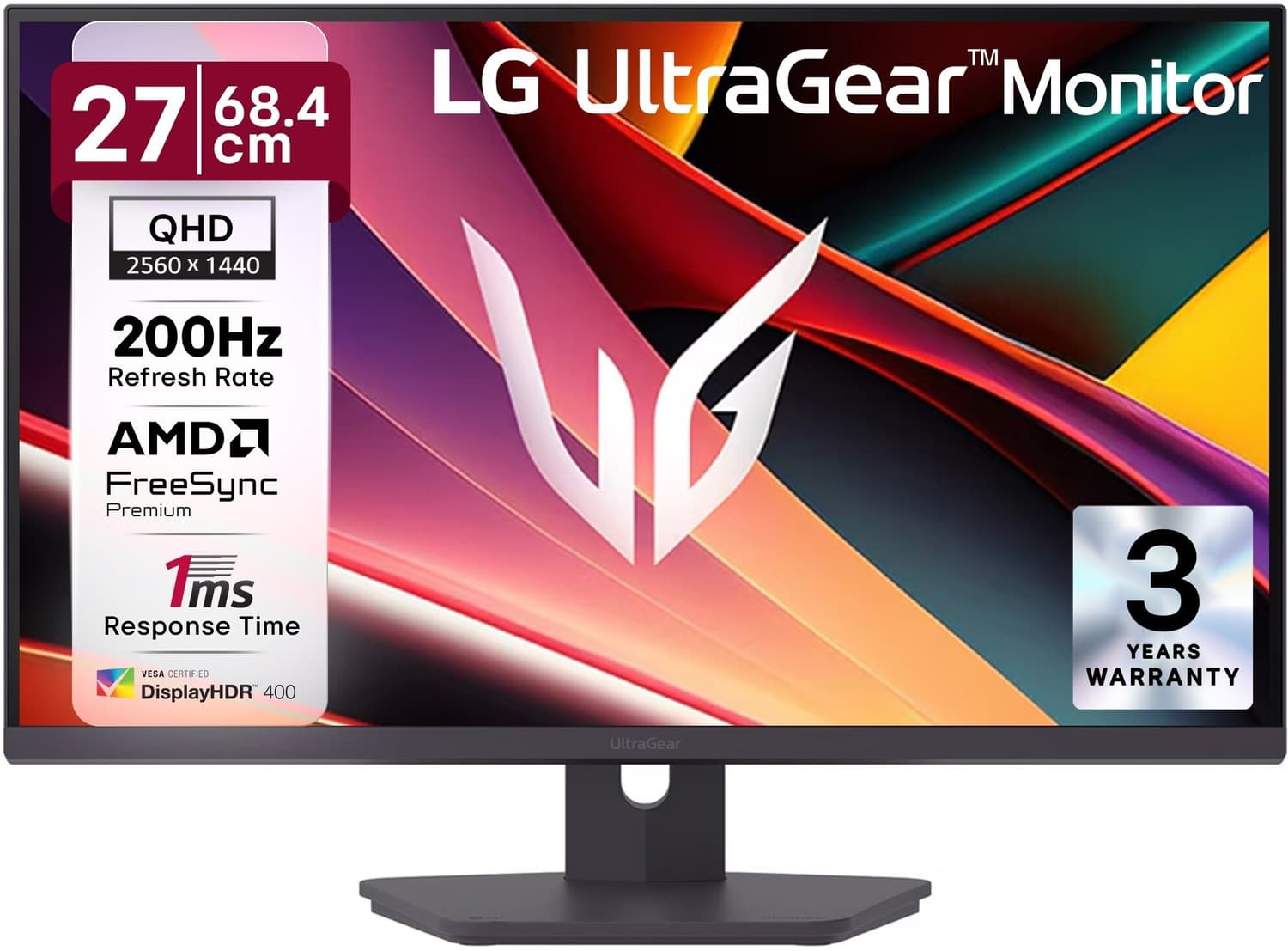 LG 68.58 cm (27 inch) Quad HD IPS Panel Monitor (27G610A-BN.CTRDMJ) (AMD Free Sync, Response Time: 1 ms, 200 Hz Refresh Rate)