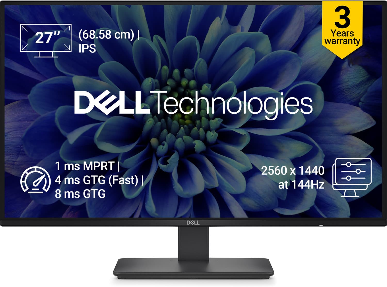DELL SE Series 68.58 cm (27 inch) WQHD LED Backlit IPS Panel Monitor (SE2726D) (Response Time: 1 ms, 144 Hz Refresh Rate)
