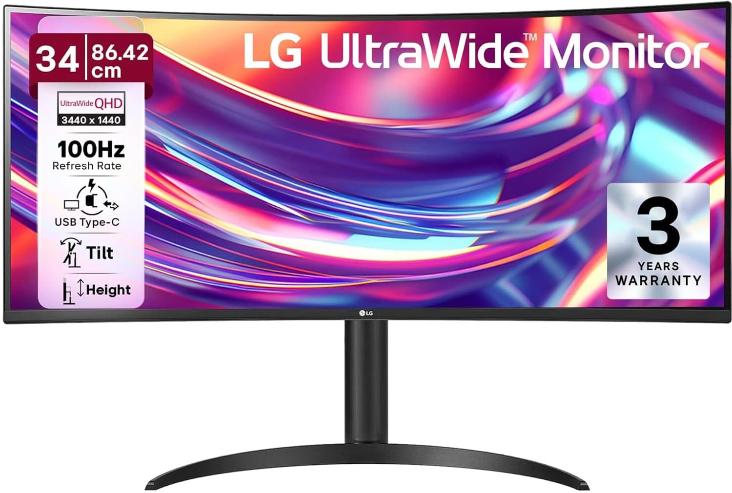 lg 21 9 ultrawide 1800r curved monitor usb type c 86 36 cm 34 inch wqhd led backlit va panel 34wr55qk 3440 x1440 hdr 10 srgb 99 usb 65w pd height tilt black
