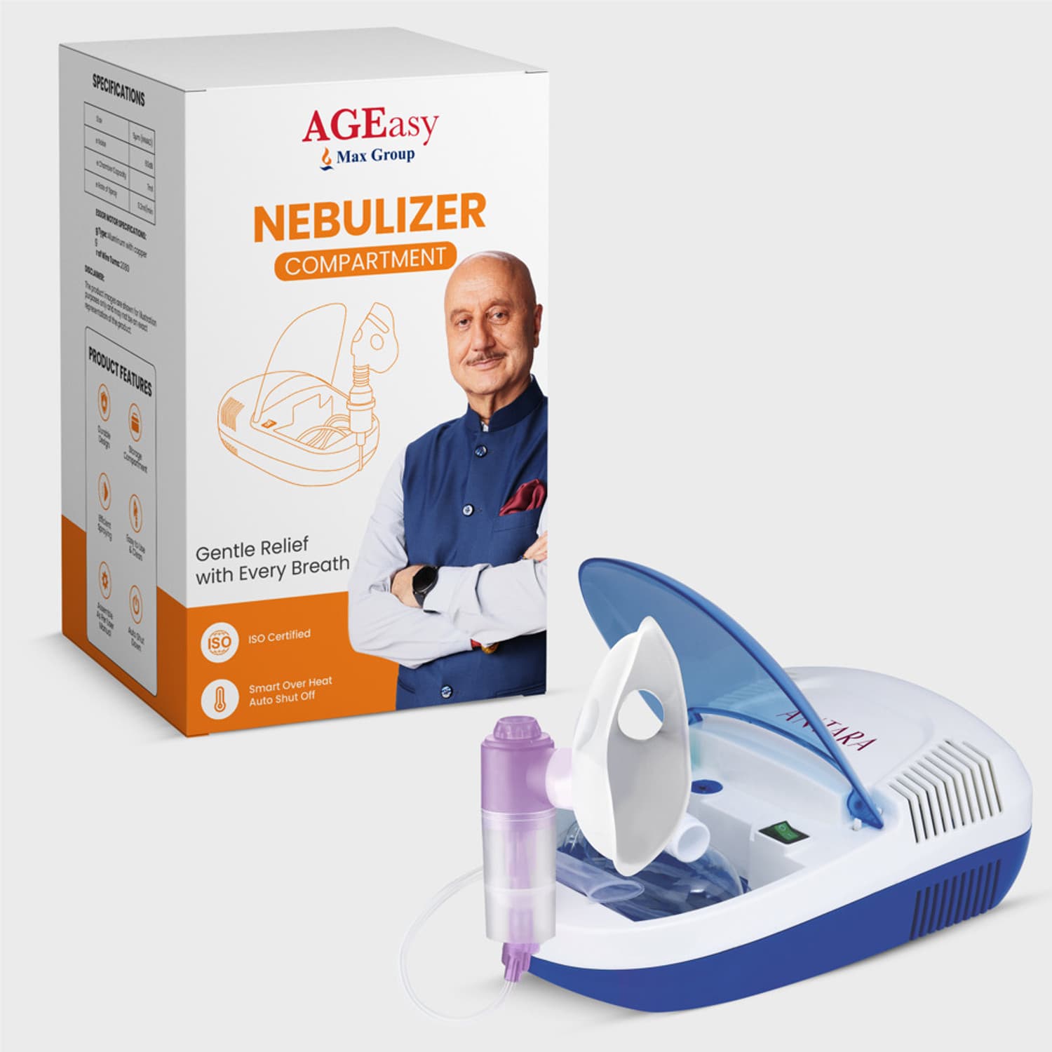 AGEasy Low Noise Compartment Compressor Machine Kit with MouthPiece, Child & Adult Mask Nebulizer