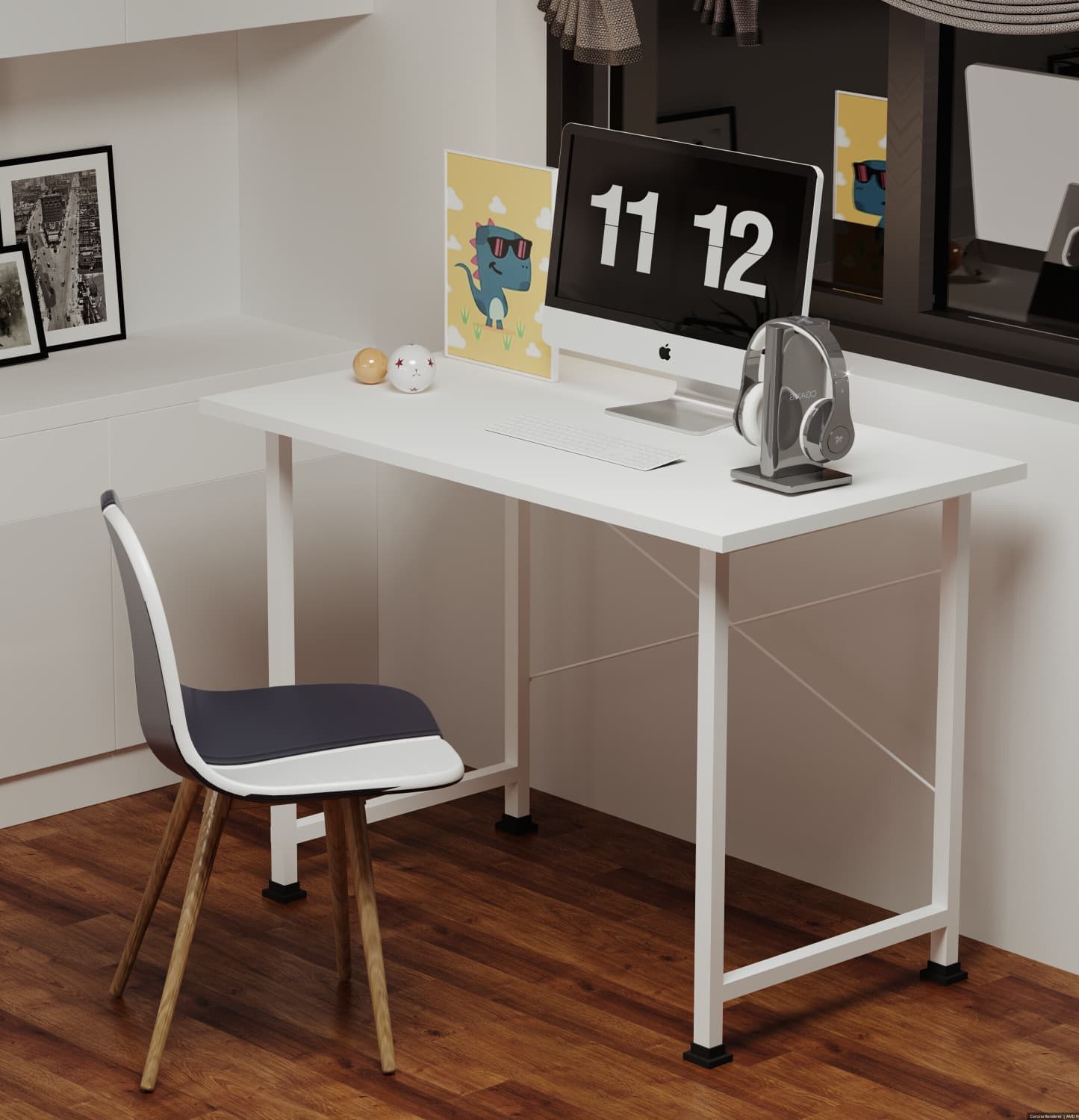 CATIVE Engineered Wood Office Table (Free Standing, Finish Color - White, DIY(Do-It-Yourself))