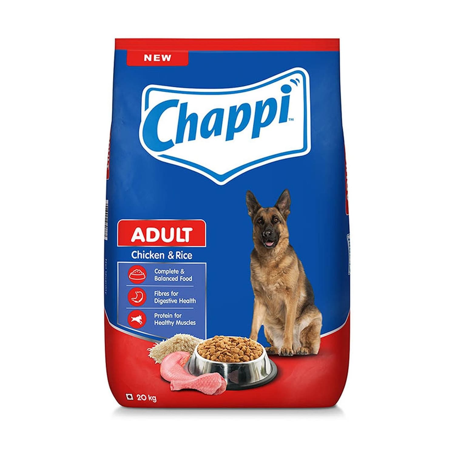 Chappi Adult Rice, Chicken 20 kg Dry Adult Dog Food