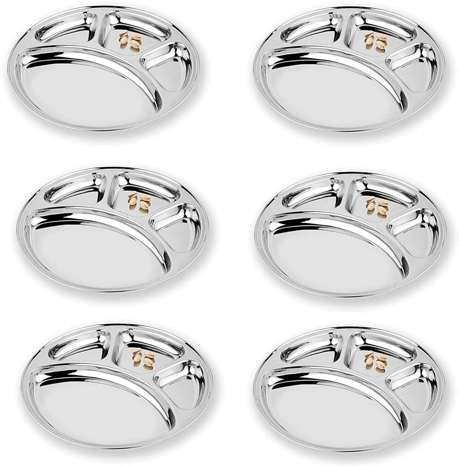 Lyticx Stainless Steel 4 in 1 Round Deluxe Tray Plate Dinner Plate
