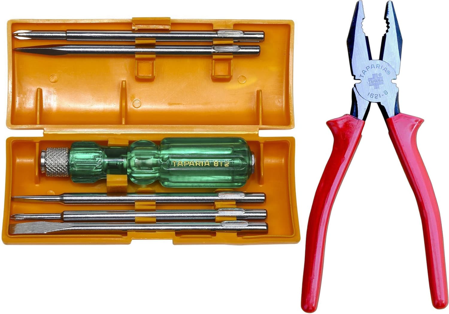 TAPARIA 812 screwdriver set and 8 inch cutting plier pack of 2 Lineman Plier (Length : 8 inch)