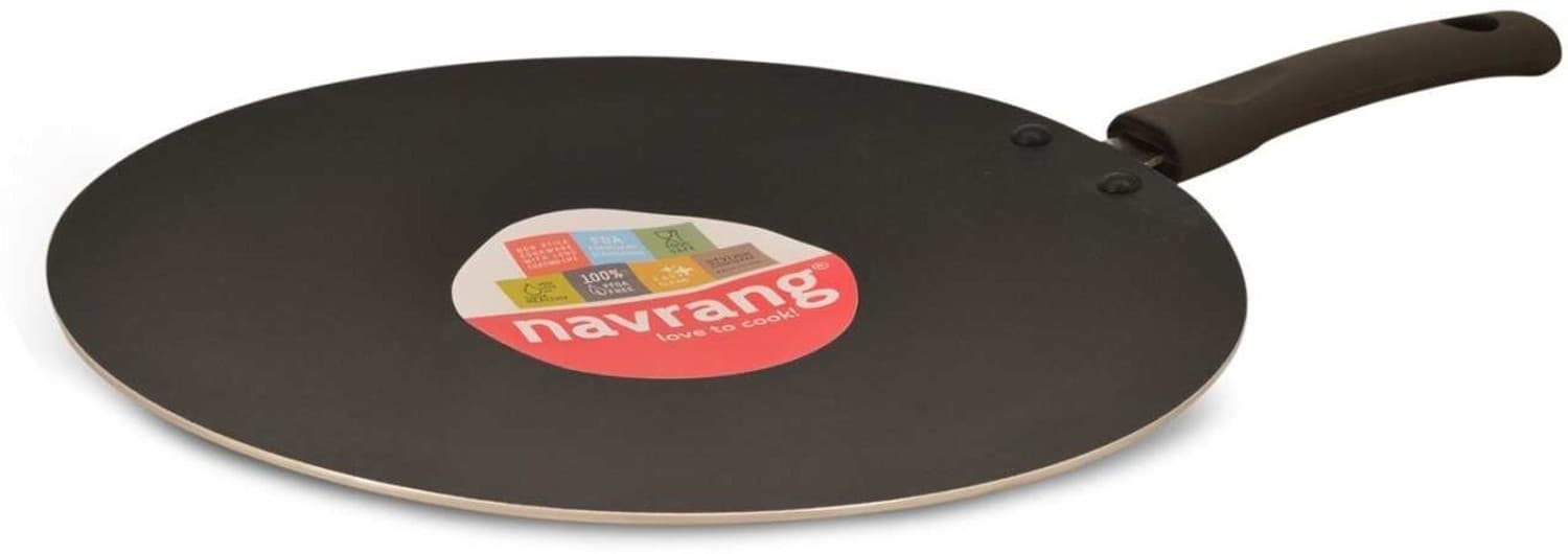 NAVRANG NONSTICK CURVED TAWA/ ROTI TAWA 280MM, NON INDUCTION,RED Tawa 27.5 cm diameter