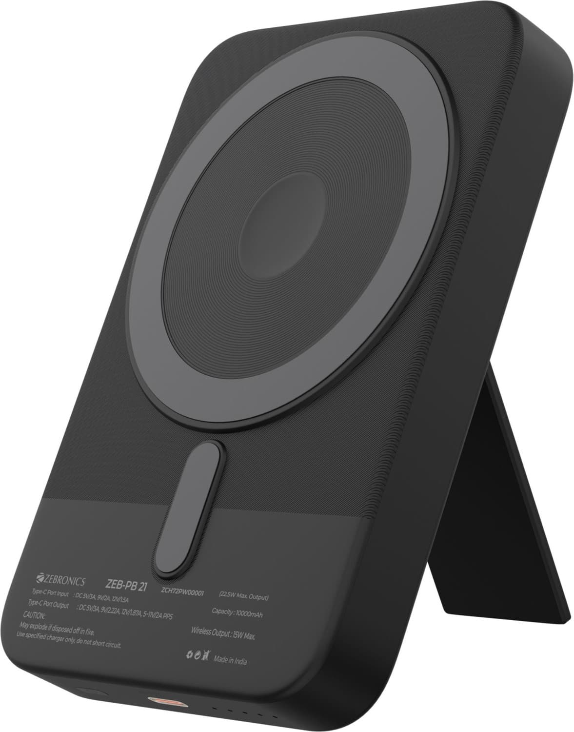 10000 mAh With MagSafe Power Bank (Black, Lithium Polymer, Fast Charging for Mobile)