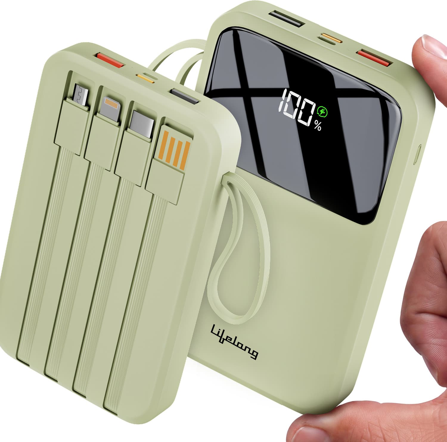 10000 mAh 22.5 W Slim Pocket Size Power Bank (Light Green, Lithium Polymer, Fast Charging, Power Delivery 3.0 for Mobile, Earbuds, Smartwatch, Speaker...