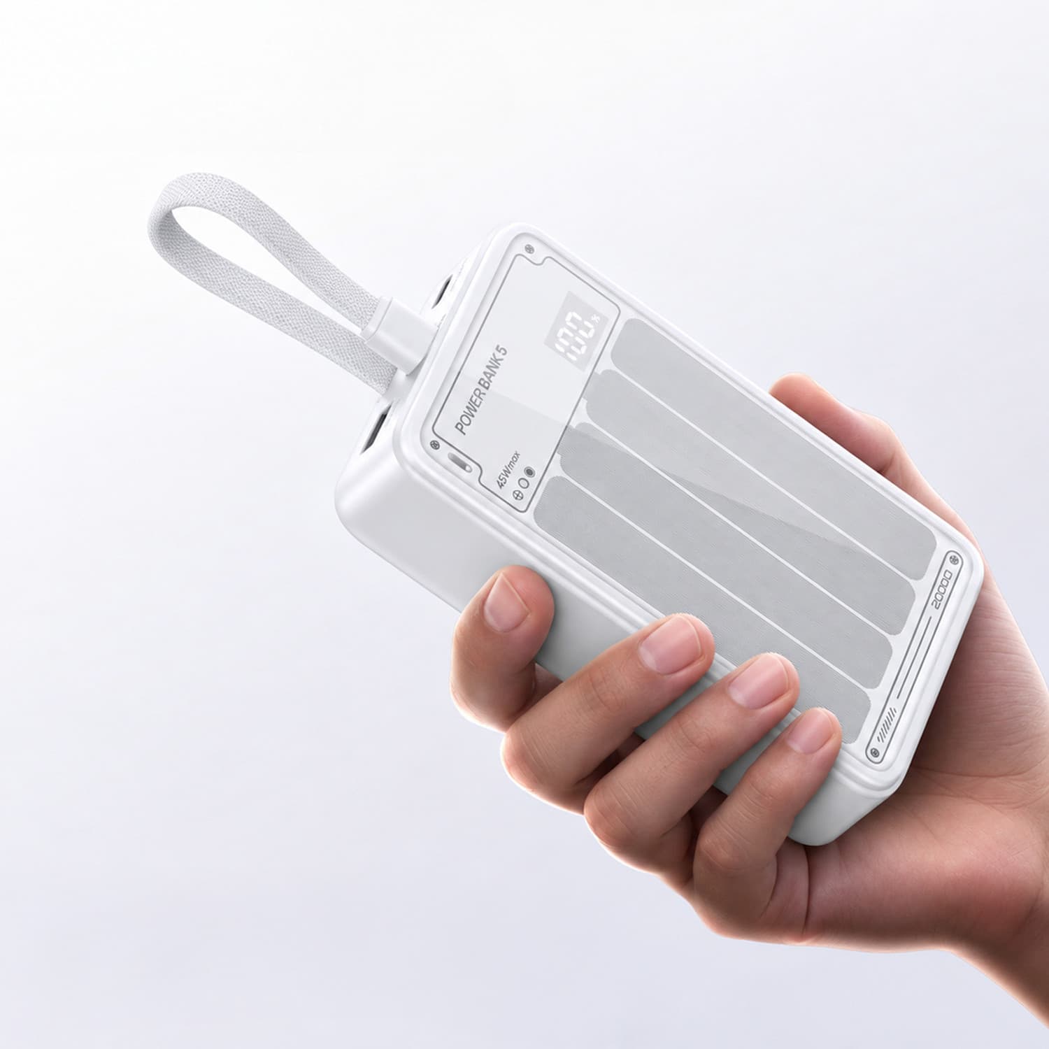 20000 mAh 45 W Compact Power Bank (Glacier White, Lithium Polymer, Fast Charging for Earbuds, Laptop, Mobile, Smartwatch, Smartband, Tablet)