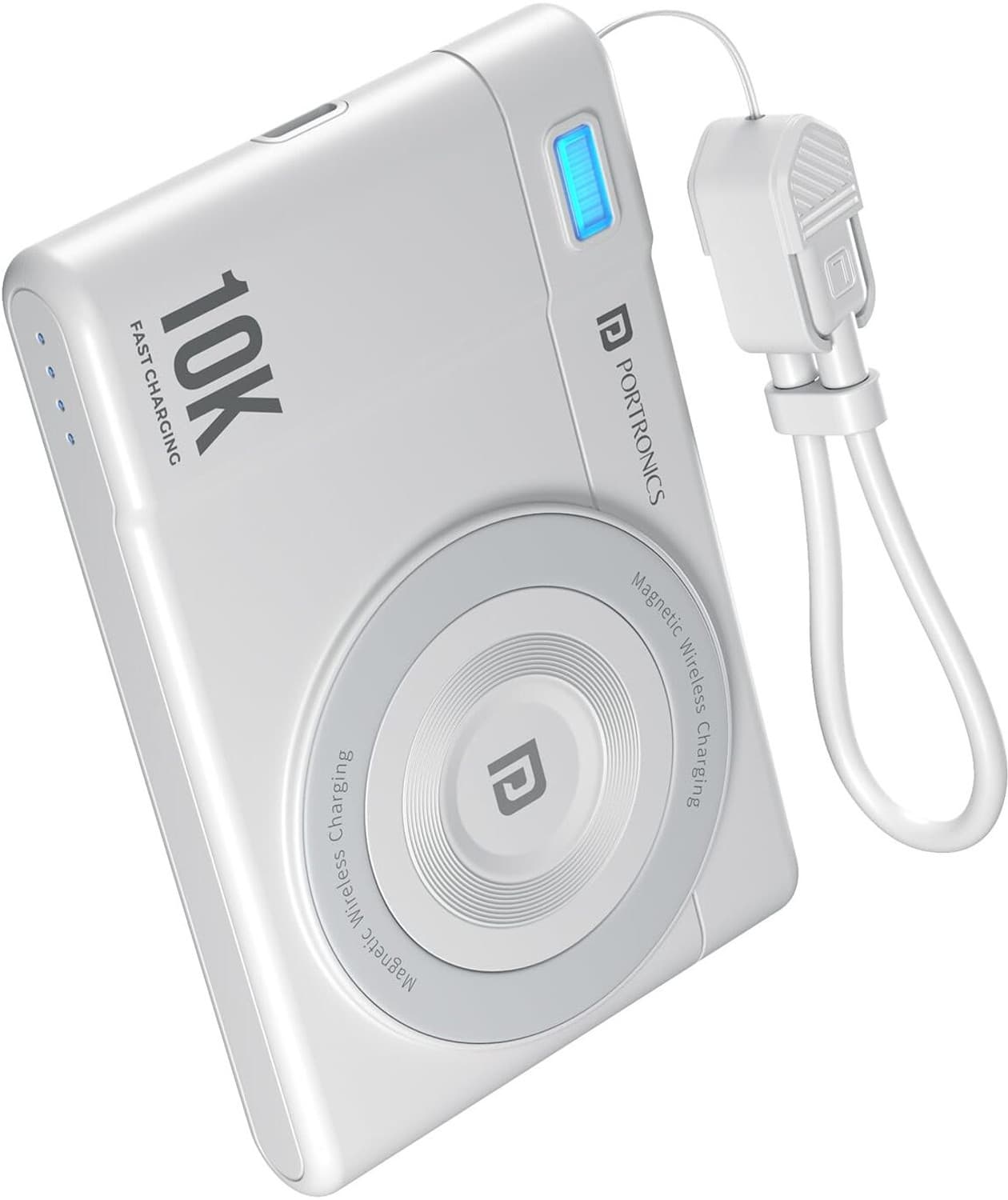 10000 mAh 22.5 W Wireless Compact Pocket Size Power Bank (White, Lithium Polymer, Fast Charging for Mobile)