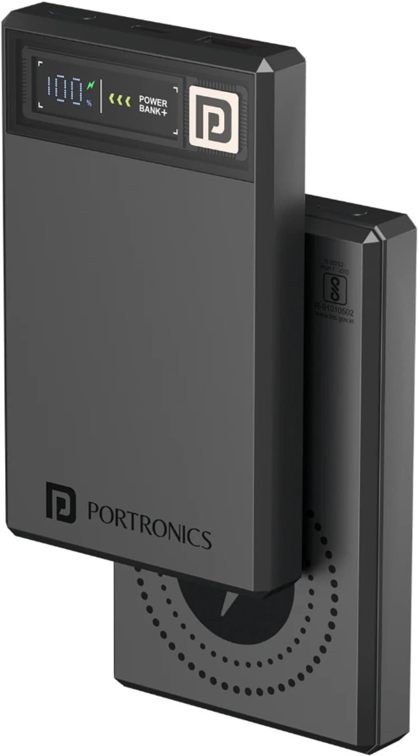 portronics 5000 mah 20 w wired wireless magsafe ultra slim pocket size power bank