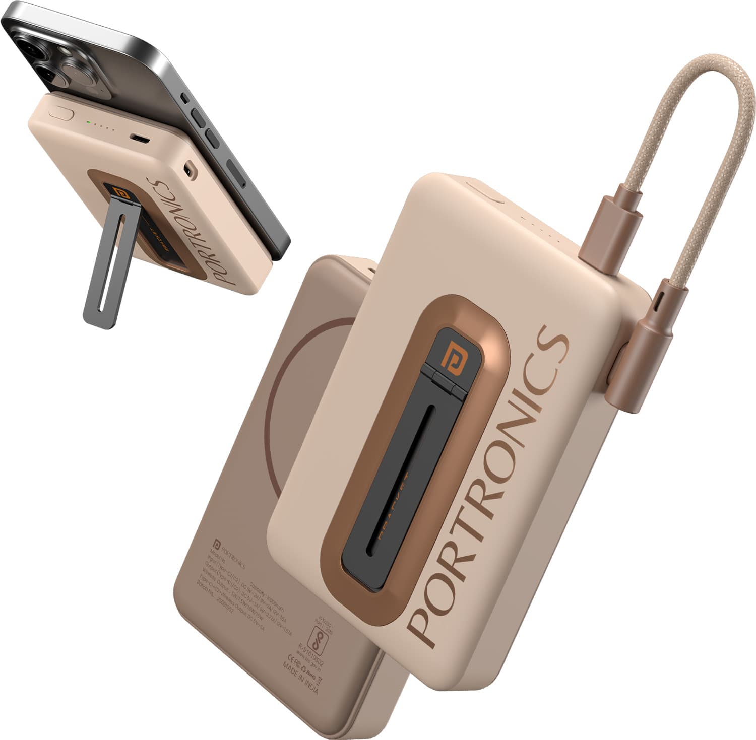 Portronics 10000 mAh 20 W Wired & Wireless With MagSafe Compact Pocket Size Power Bank