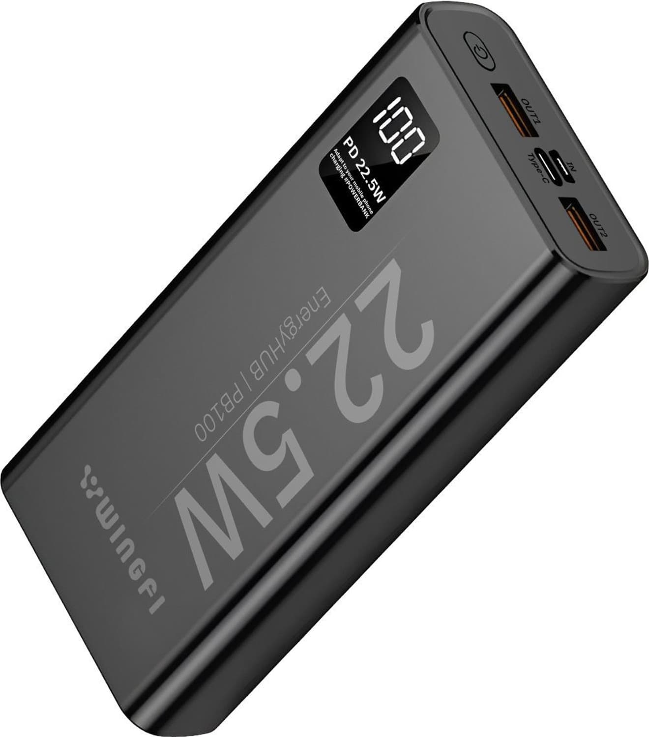 30000 mAh 22.5 W Compact Power Bank (Black, Lithium Polymer, Power Delivery 3.0, Quick Charge 4.0 for Mobile)