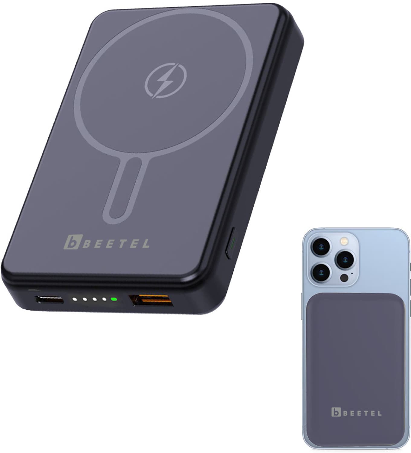 10000 mAh 22.5 W Wired & Wireless With MagSafe Compact Pocket Size Power Bank (Black, Lithium Polymer, Fast Charging, Power Delivery 3.0 for Mobile, T...