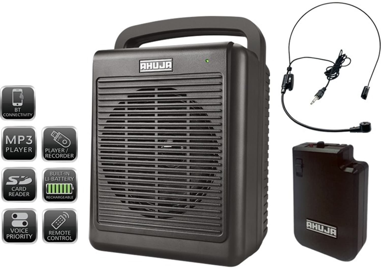 Ahuja WP-225L Portable Speaker bletooth, Recording, USB & wireless head/collar mic Indoor, Outdoor PA System