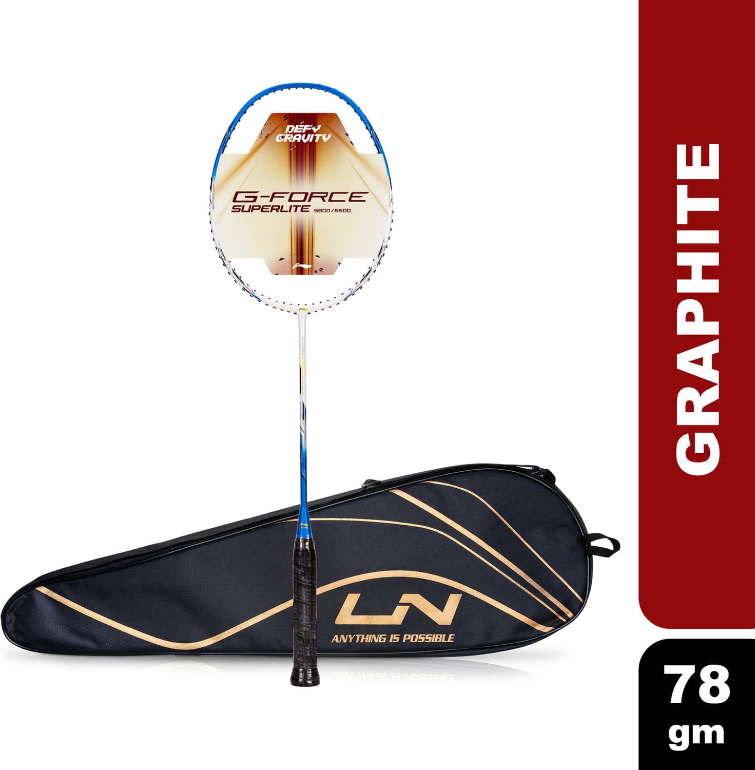 LI-NING G-Force 5800 Superlite / 78 grams / G6 White, Blue, Black Unstrung Badminton Racquet