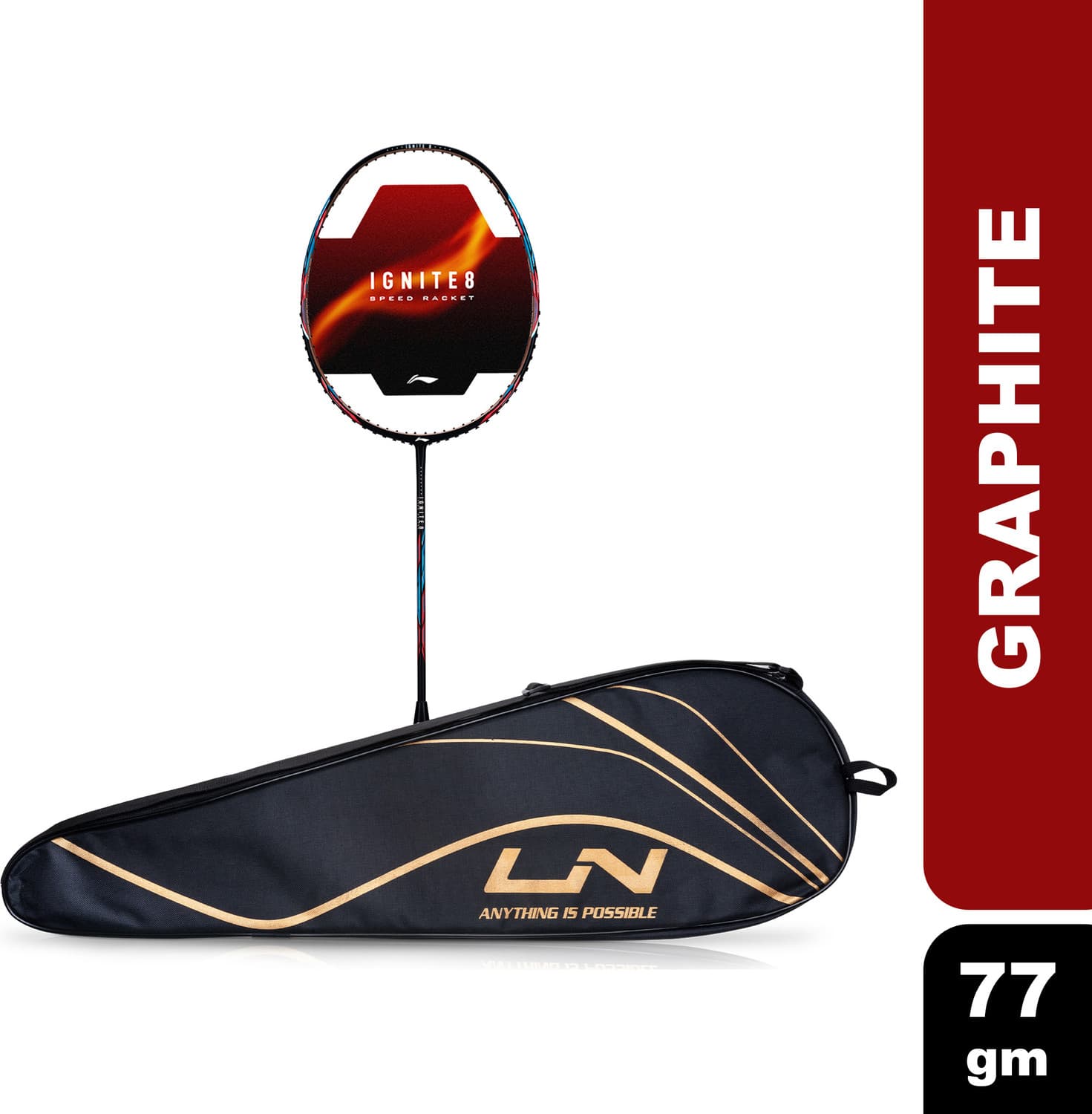 LI-NING Ignite 8 Japanese Carbon Graphite White, Red Unstrung Badminton Racquet