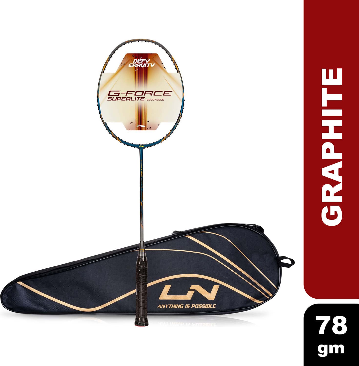 LI-NING G-Force 5800 Superlite / 78 grams / G6 Blue, Grey, Gold Unstrung Badminton Racquet