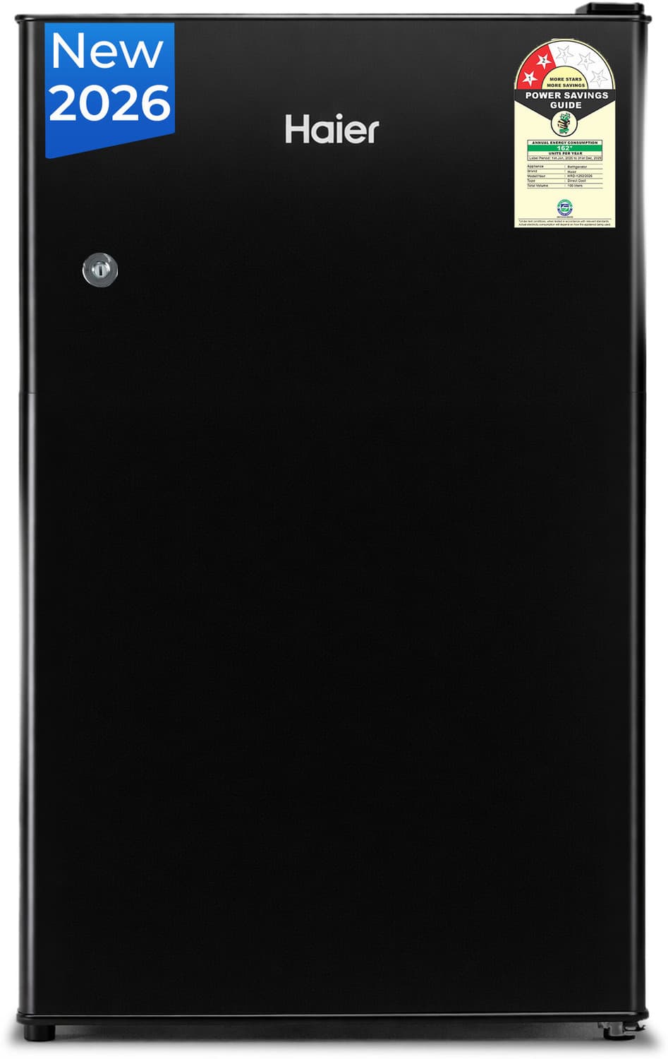 100 L Direct Cool Single Door 2 Star Refrigerator with Freezer Box, Easy & Safe Clean back, LED Light, Lock & Key for Safety (Black Steel, HRD-1252KSA...