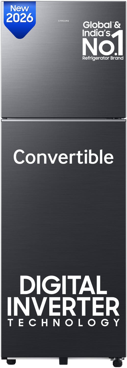 256 L Frost Free Double Door 3 Star Refrigerator with Convertible, Digital Inverter, 2026 Model (BLACK DOI, RT40H30U3FHL)