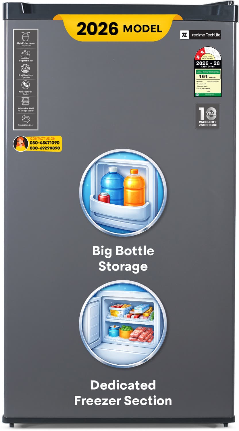 84 L Direct Cool Single Door 2 Star Refrigerator (Silver Grey, 85VD2RM26|85VD2RM26-SG)