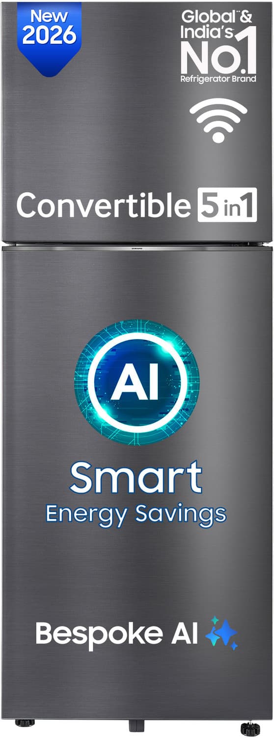 396 L Frost Free Double Door 3 Star Refrigerator with Convertible 5-in-1, Wifi Enabled, Bespoke AI, Digital Inverter, 2026 Model (BLACK DOI, RT41HG6A2...