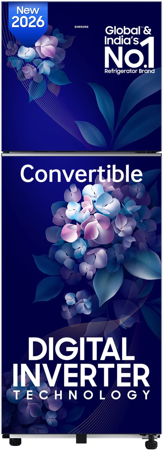 236 L Frost Free Double Door 2 Star Refrigerator with Convertible, Digital Inverter, 2026 Model (Hydrangea Blue, RT40H28U2HSHL)
