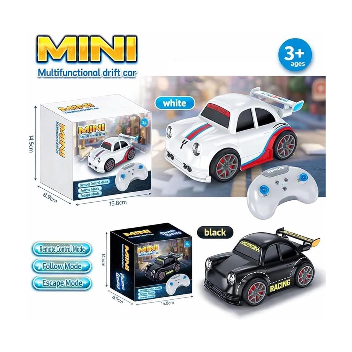 Mini RC Drift Car with Sensor Follow Escape Mode & Remote Control (Multicolor)