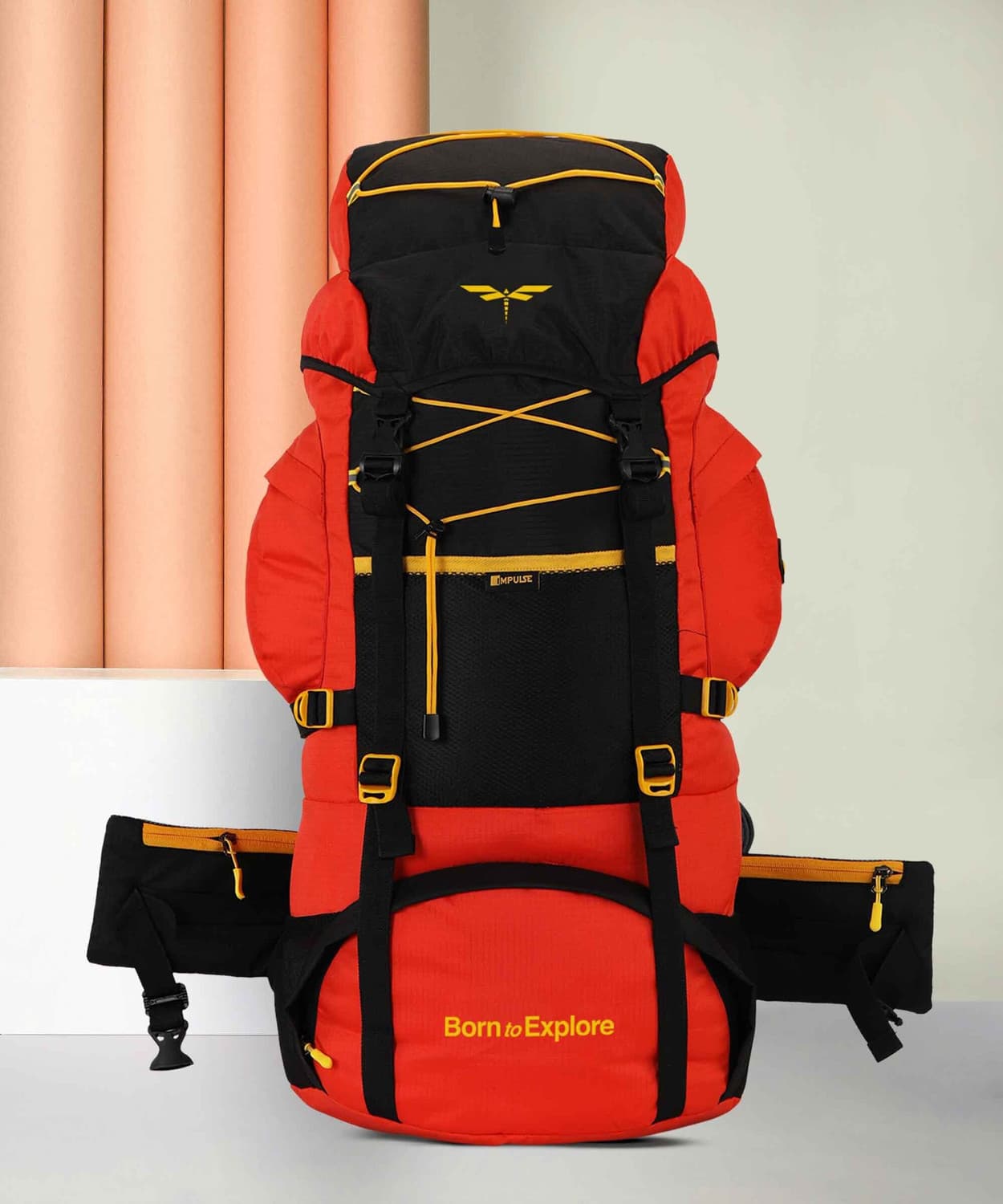 Rucksack bag travel bag for men tourist bag backpack for hiking trekking camping Rucksack - 75 L (Orange)