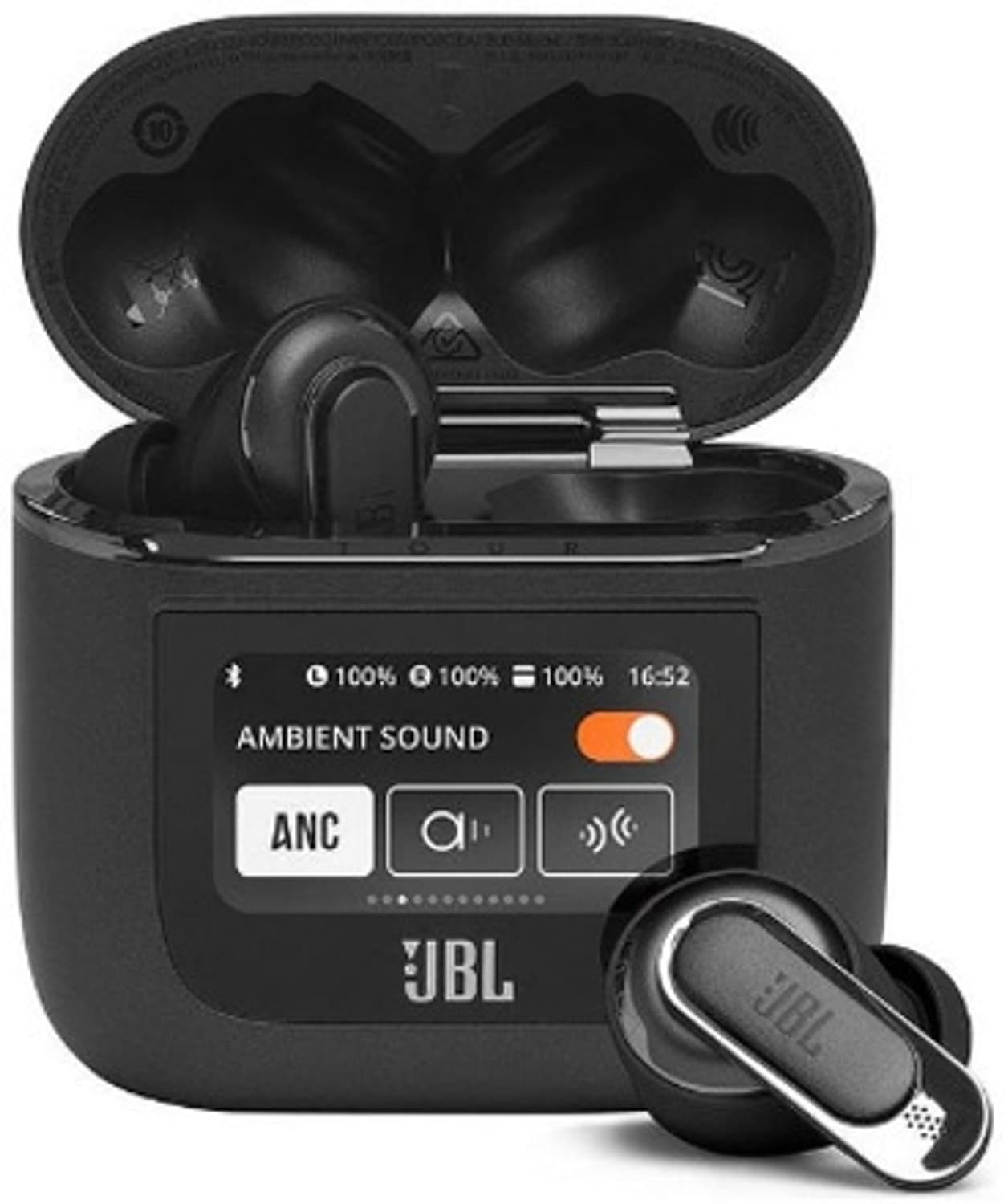 Earbuds THJDG Nano Glass for JBL TOUR PRO 2 TWS True Adaptive Noise Canceling Earbuds with Wireless Charging Black